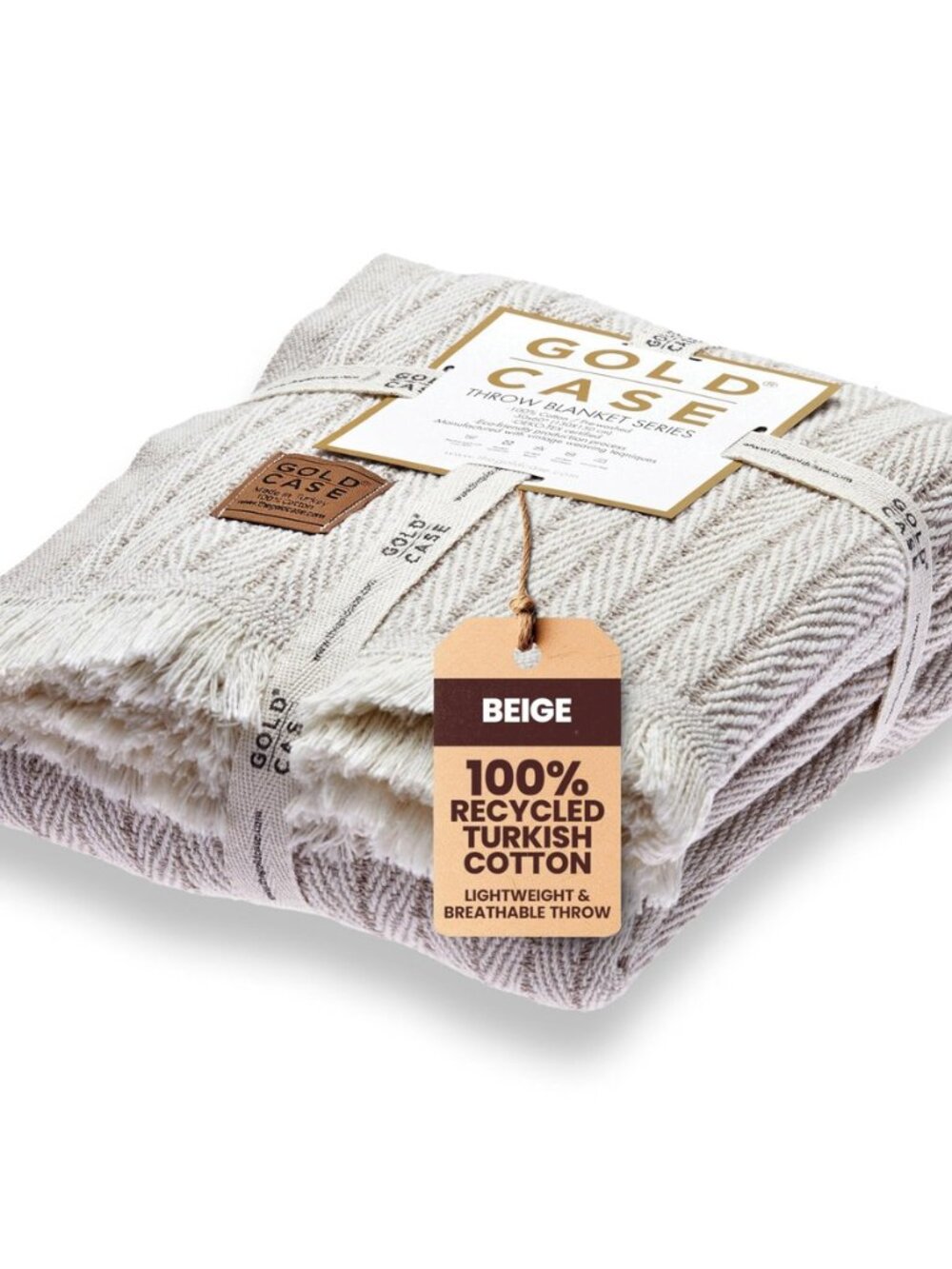 Gold Case Throw Blanket for Couch - 100% Recycled Turkish Cotton Blankets &